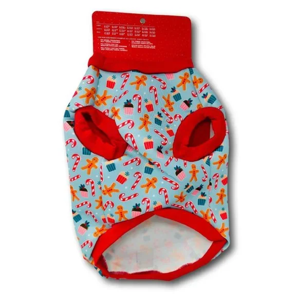 Fuzz Yard Happy Howlidays Gingerbread Treats Green Dog Wrap Vest Size 3 - Picture 2 of 3